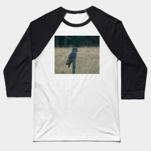 Great Grey Owl on a Post Baseball T-Shirt